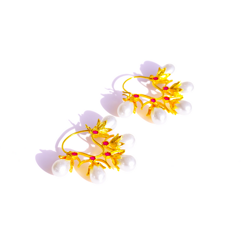 Blossom In White Earrings