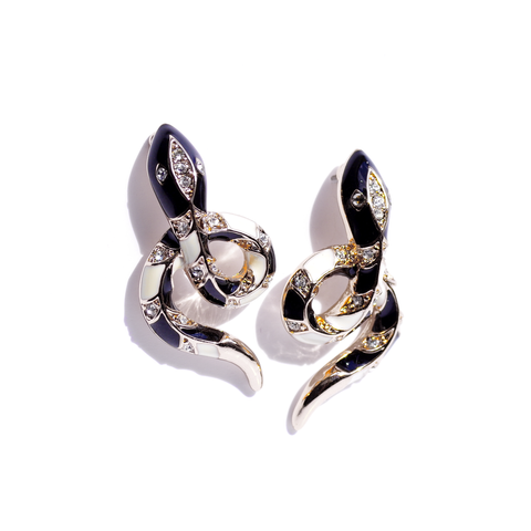 Linear Black Gold Statement Earrings