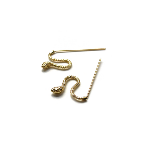 Enamelled White Snake Earrings