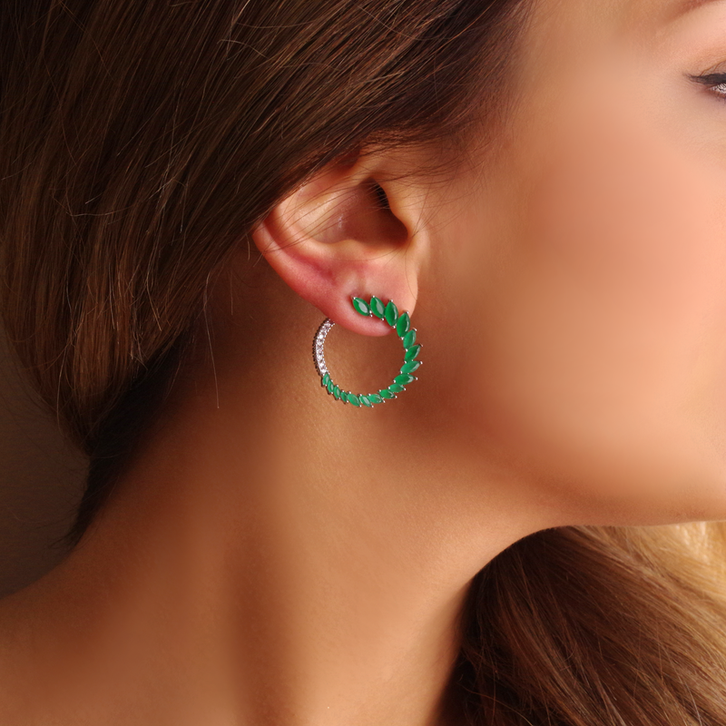 Green Hoop Earrings