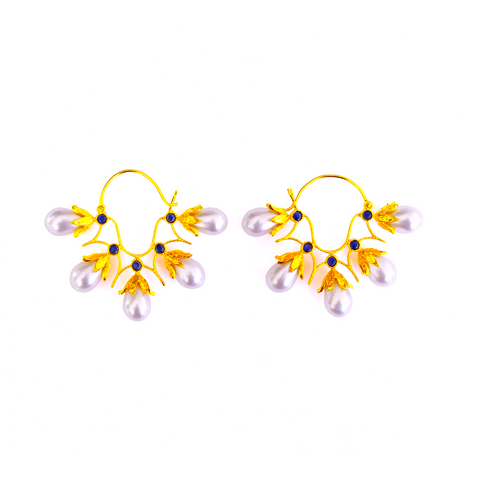 Pearl Accented Bloom Drop Earrings