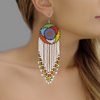 Tribal White Earrings