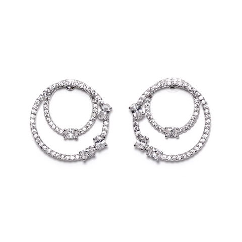 Shimmer Silver Statement Earrings