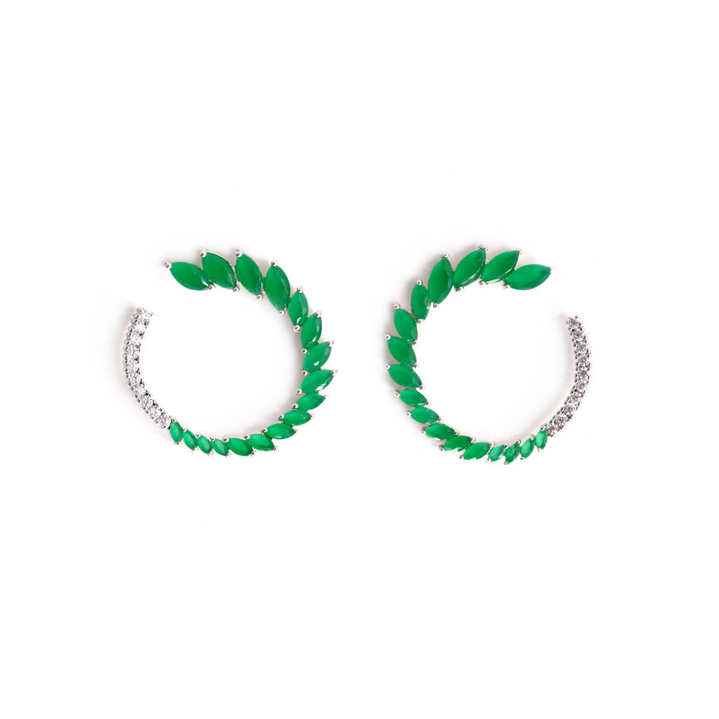 Green Hoop Earrings