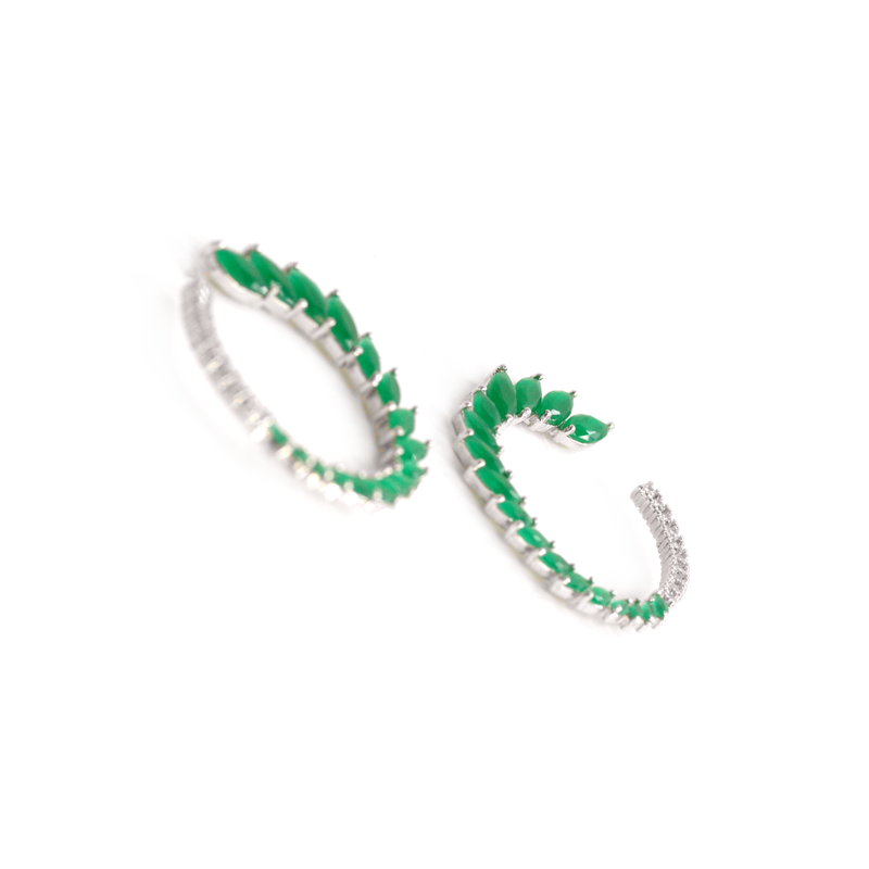 Green Hoop Earrings