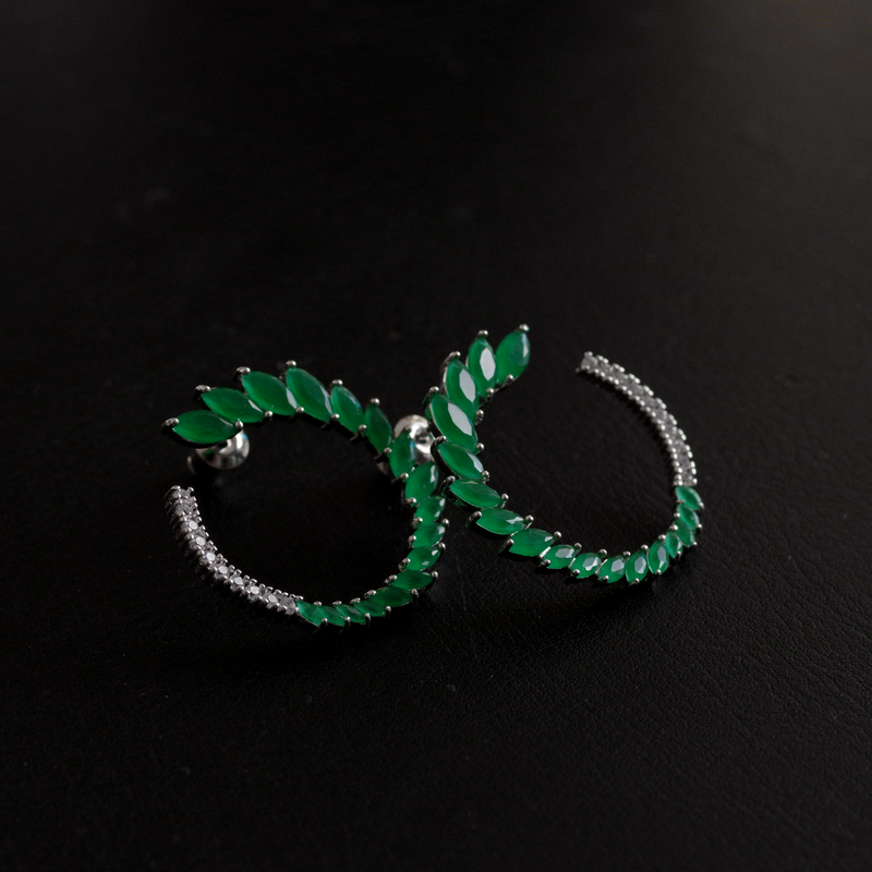 Green Hoop Earrings